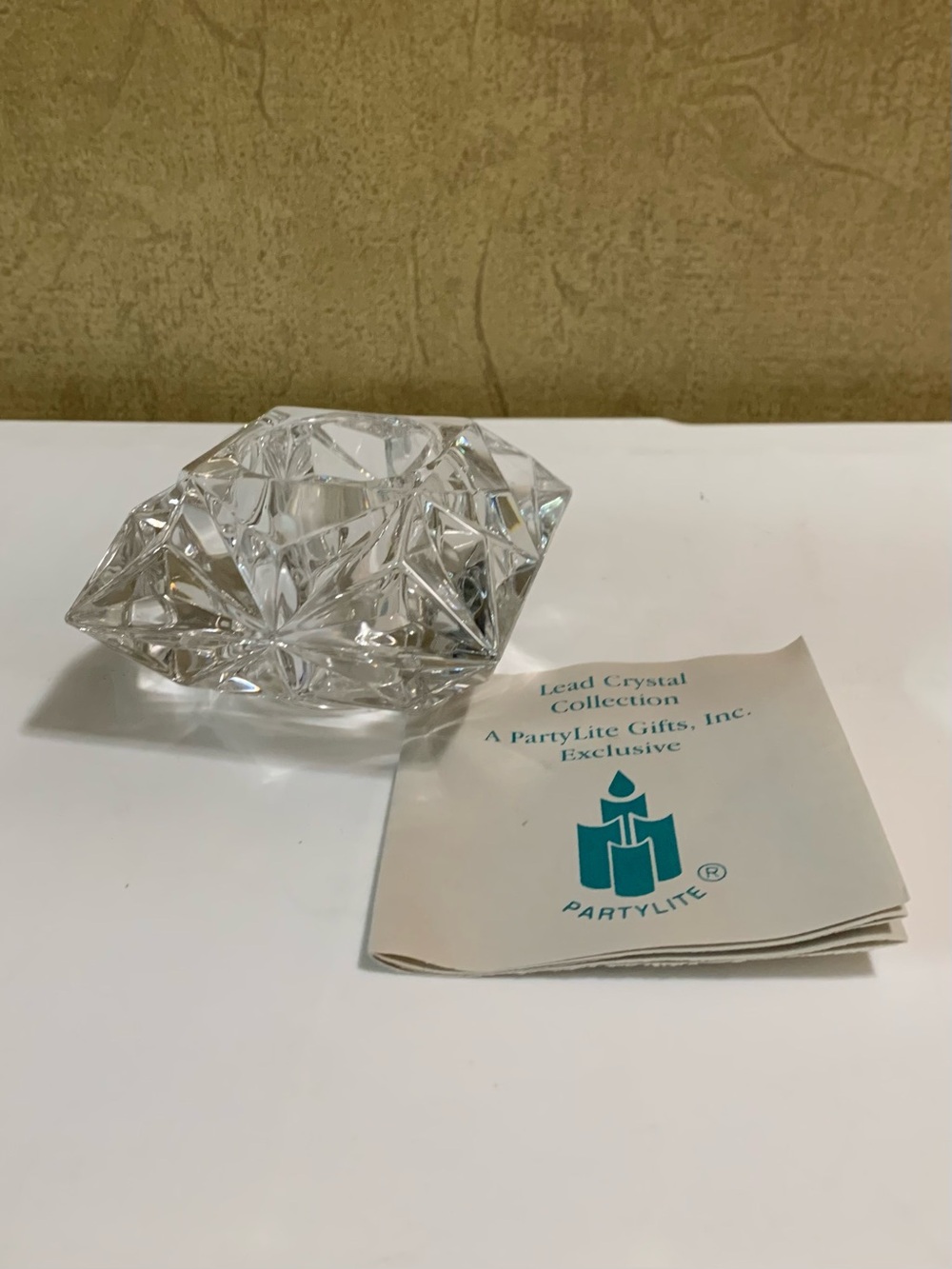 PARTYLITE Quad Prism Lead Crystal Tealight Candle Holder P0129 NEW in Box